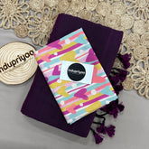 Dark Wine Handloom Khadi Cotton Saree With Heart Print Blouse